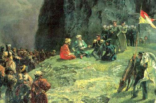 Grigory Gagarin The Meeting of General Kleke von Klegenau and Imam Shamil in 1837 by Gagarin France oil painting art